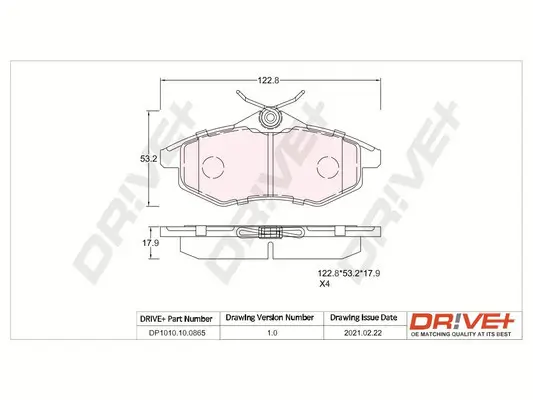 Bremsbelagsatz, Scheibenbremse Vorderachse Dr!ve+ DP1010.10.0865 Bild Bremsbelagsatz, Scheibenbremse Vorderachse Dr!ve+ DP1010.10.0865