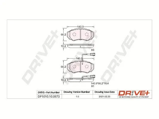 Bremsbelagsatz, Scheibenbremse Dr!ve+ DP1010.10.0873