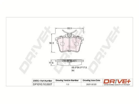 Bremsbelagsatz, Scheibenbremse Dr!ve+ DP1010.10.0887 Bild Bremsbelagsatz, Scheibenbremse Dr!ve+ DP1010.10.0887