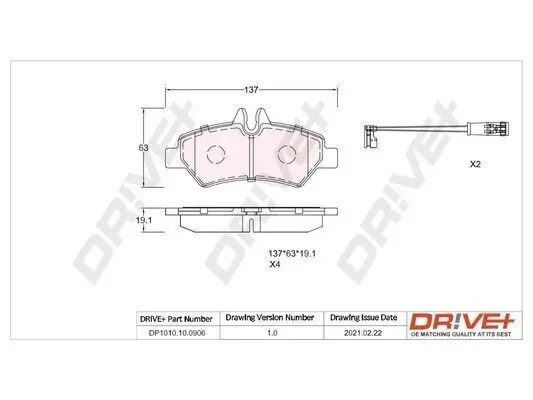 Bremsbelagsatz, Scheibenbremse Dr!ve+ DP1010.10.0906 Bild Bremsbelagsatz, Scheibenbremse Dr!ve+ DP1010.10.0906