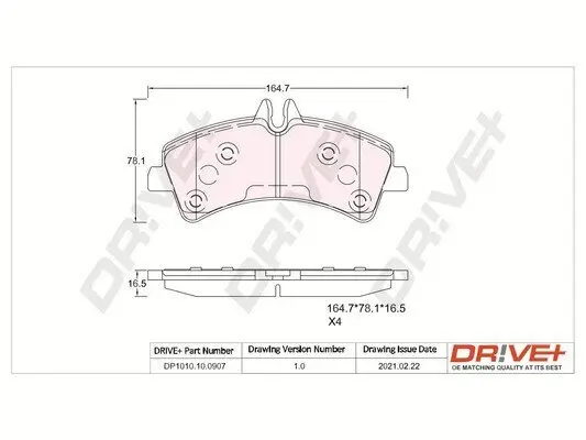 Bremsbelagsatz, Scheibenbremse Dr!ve+ DP1010.10.0907 Bild Bremsbelagsatz, Scheibenbremse Dr!ve+ DP1010.10.0907