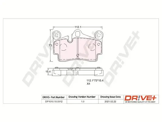 Bremsbelagsatz, Scheibenbremse Hinterachse Dr!ve+ DP1010.10.0912 Bild Bremsbelagsatz, Scheibenbremse Hinterachse Dr!ve+ DP1010.10.0912