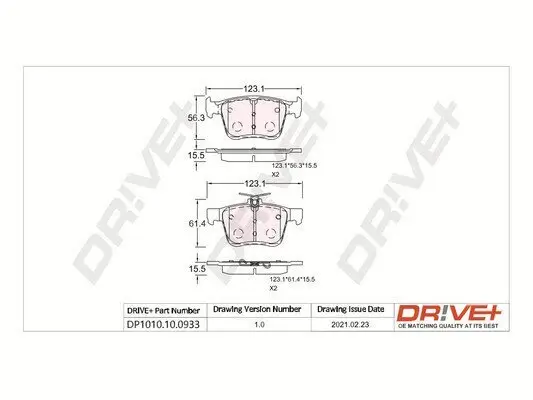 Bremsbelagsatz, Scheibenbremse Dr!ve+ DP1010.10.0933 Bild Bremsbelagsatz, Scheibenbremse Dr!ve+ DP1010.10.0933