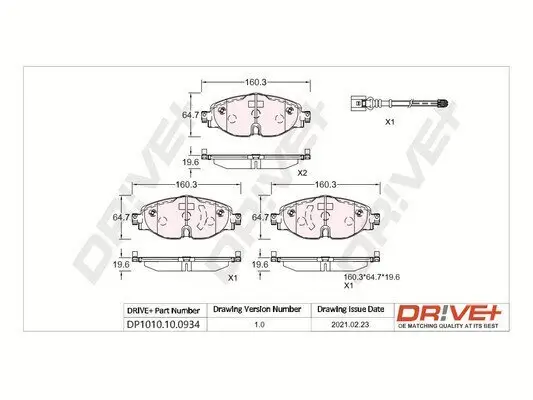 Bremsbelagsatz, Scheibenbremse Dr!ve+ DP1010.10.0934