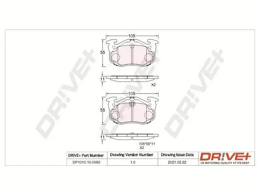 Bremsbelagsatz, Scheibenbremse Dr!ve+ DP1010.10.0959 Bild Bremsbelagsatz, Scheibenbremse Dr!ve+ DP1010.10.0959