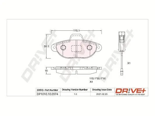 Bremsbelagsatz, Scheibenbremse Dr!ve+ DP1010.10.0974