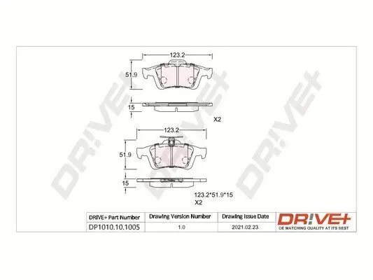 Bremsbelagsatz, Scheibenbremse Dr!ve+ DP1010.10.1005 Bild Bremsbelagsatz, Scheibenbremse Dr!ve+ DP1010.10.1005