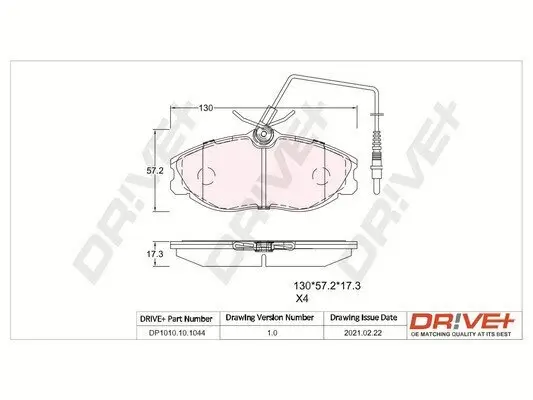 Bremsbelagsatz, Scheibenbremse Vorderachse Dr!ve+ DP1010.10.1044