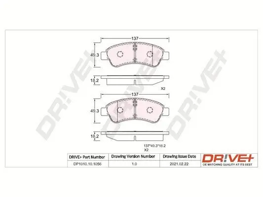 Bremsbelagsatz, Scheibenbremse Dr!ve+ DP1010.10.1056 Bild Bremsbelagsatz, Scheibenbremse Dr!ve+ DP1010.10.1056