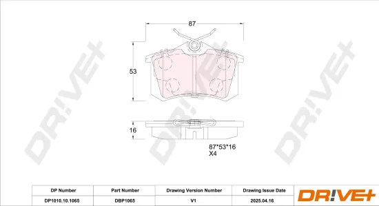 Bremsbelagsatz, Scheibenbremse DR!VE+ DP1010.10.1065 Bild Bremsbelagsatz, Scheibenbremse DR!VE+ DP1010.10.1065