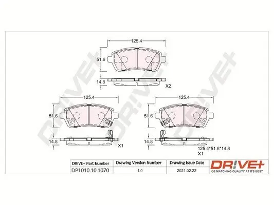 Bremsbelagsatz, Scheibenbremse Dr!ve+ DP1010.10.1070 Bild Bremsbelagsatz, Scheibenbremse Dr!ve+ DP1010.10.1070