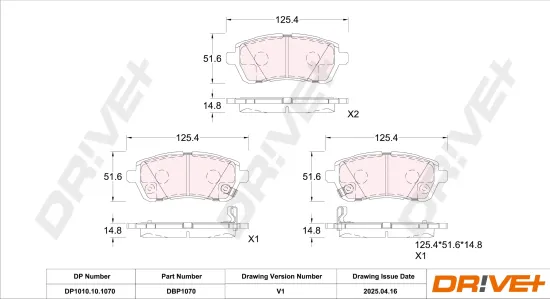 Bremsbelagsatz, Scheibenbremse DR!VE+ DP1010.10.1070 Bild Bremsbelagsatz, Scheibenbremse DR!VE+ DP1010.10.1070