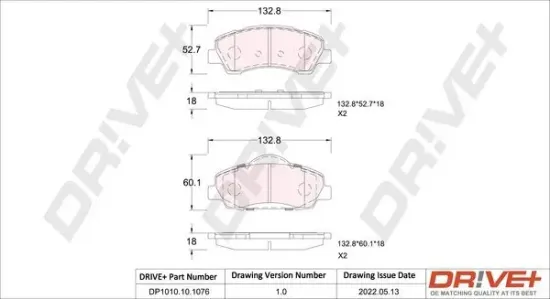 Bremsbelagsatz, Scheibenbremse Dr!ve+ DP1010.10.1076 Bild Bremsbelagsatz, Scheibenbremse Dr!ve+ DP1010.10.1076