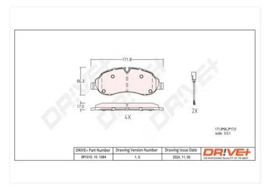 Bremsbelagsatz, Scheibenbremse Dr!ve+ DP1010.10.1084 Bild Bremsbelagsatz, Scheibenbremse Dr!ve+ DP1010.10.1084