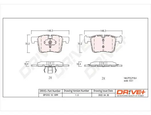 Bremsbelagsatz, Scheibenbremse Dr!ve+ DP1010.10.1099 Bild Bremsbelagsatz, Scheibenbremse Dr!ve+ DP1010.10.1099