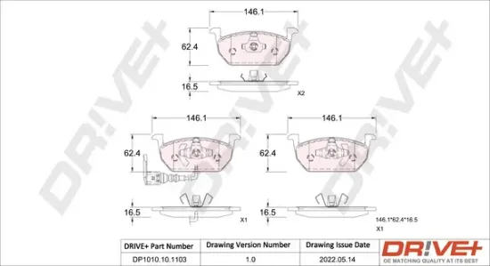 Bremsbelagsatz, Scheibenbremse Dr!ve+ DP1010.10.1103 Bild Bremsbelagsatz, Scheibenbremse Dr!ve+ DP1010.10.1103