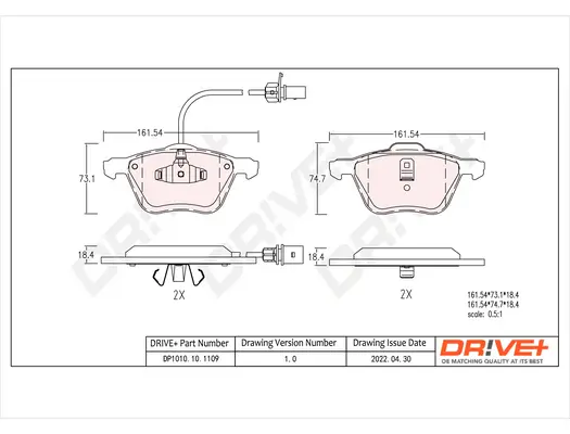 Bremsbelagsatz, Scheibenbremse Dr!ve+ DP1010.10.1109 Bild Bremsbelagsatz, Scheibenbremse Dr!ve+ DP1010.10.1109