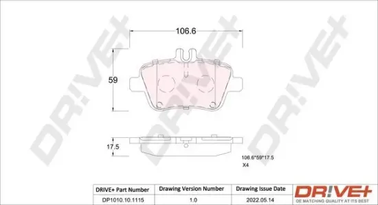 Bremsbelagsatz, Scheibenbremse Dr!ve+ DP1010.10.1115 Bild Bremsbelagsatz, Scheibenbremse Dr!ve+ DP1010.10.1115