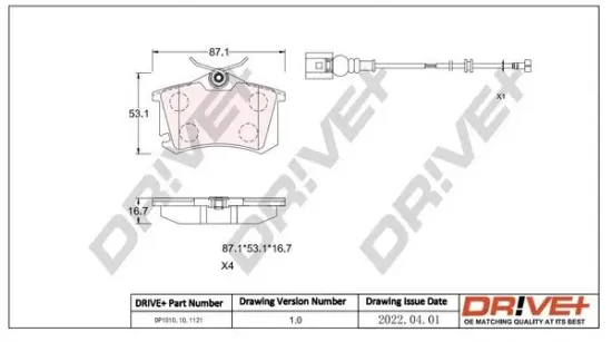 Bremsbelagsatz, Scheibenbremse Dr!ve+ DP1010.10.1121 Bild Bremsbelagsatz, Scheibenbremse Dr!ve+ DP1010.10.1121