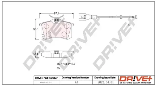 Bremsbelagsatz, Scheibenbremse Dr!ve+ DP1010.10.1121 Bild Bremsbelagsatz, Scheibenbremse Dr!ve+ DP1010.10.1121