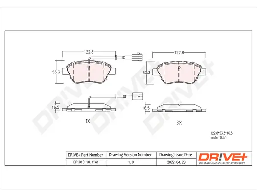 Bremsbelagsatz, Scheibenbremse Dr!ve+ DP1010.10.1141 Bild Bremsbelagsatz, Scheibenbremse Dr!ve+ DP1010.10.1141