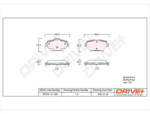 Bremsbelagsatz, Scheibenbremse Dr!ve+ DP1010.10.1220 Bild Bremsbelagsatz, Scheibenbremse Dr!ve+ DP1010.10.1220