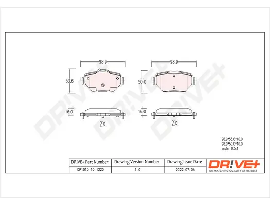 Bremsbelagsatz, Scheibenbremse Dr!ve+ DP1010.10.1220 Bild Bremsbelagsatz, Scheibenbremse Dr!ve+ DP1010.10.1220