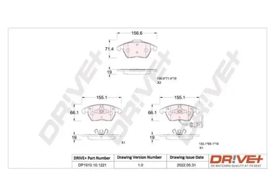 Bremsbelagsatz, Scheibenbremse Dr!ve+ DP1010.10.1221 Bild Bremsbelagsatz, Scheibenbremse Dr!ve+ DP1010.10.1221