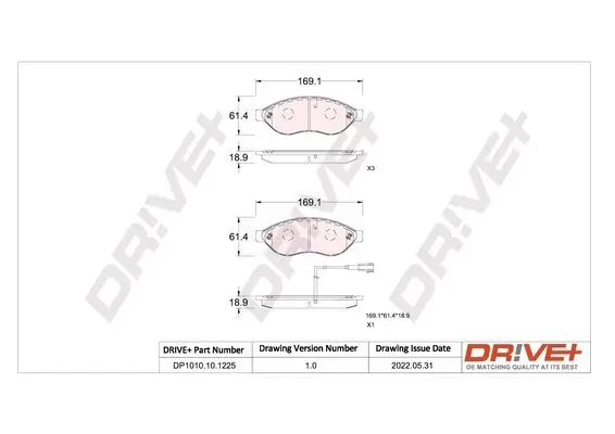 Bremsbelagsatz, Scheibenbremse Dr!ve+ DP1010.10.1225