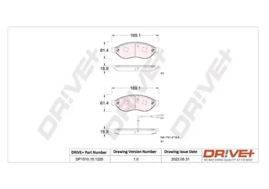 Bremsbelagsatz, Scheibenbremse Dr!ve+ DP1010.10.1225 Bild Bremsbelagsatz, Scheibenbremse Dr!ve+ DP1010.10.1225