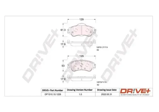 Bremsbelagsatz, Scheibenbremse Dr!ve+ DP1010.10.1228 Bild Bremsbelagsatz, Scheibenbremse Dr!ve+ DP1010.10.1228