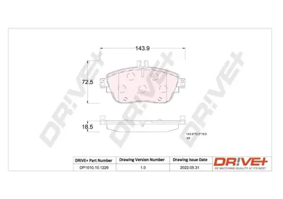 Bremsbelagsatz, Scheibenbremse Dr!ve+ DP1010.10.1229 Bild Bremsbelagsatz, Scheibenbremse Dr!ve+ DP1010.10.1229