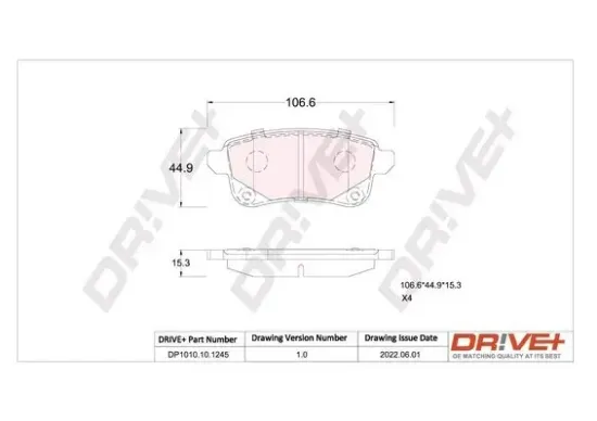 Bremsbelagsatz, Scheibenbremse Hinterachse Dr!ve+ DP1010.10.1245 Bild Bremsbelagsatz, Scheibenbremse Hinterachse Dr!ve+ DP1010.10.1245