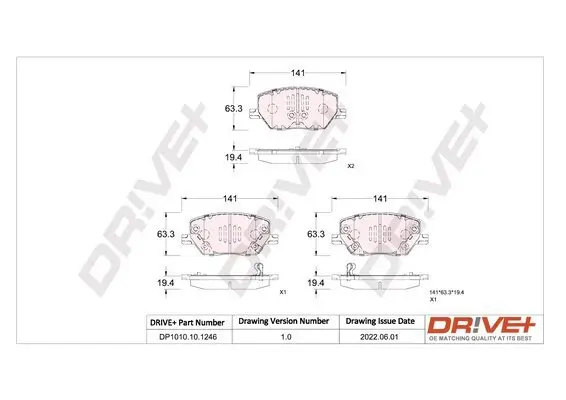 Bremsbelagsatz, Scheibenbremse Dr!ve+ DP1010.10.1246