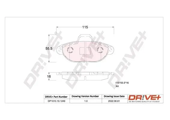 Bremsbelagsatz, Scheibenbremse Dr!ve+ DP1010.10.1249 Bild Bremsbelagsatz, Scheibenbremse Dr!ve+ DP1010.10.1249