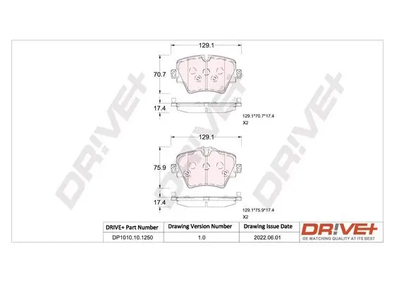 Bremsbelagsatz, Scheibenbremse Dr!ve+ DP1010.10.1250