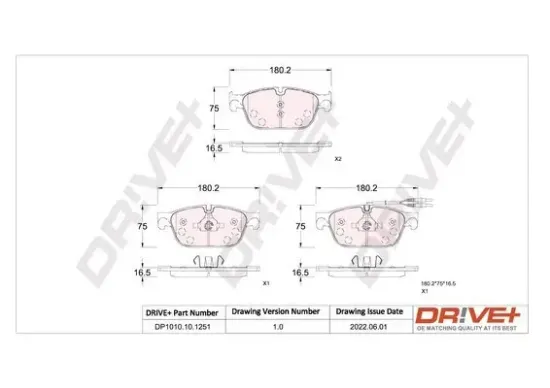 Bremsbelagsatz, Scheibenbremse Dr!ve+ DP1010.10.1251 Bild Bremsbelagsatz, Scheibenbremse Dr!ve+ DP1010.10.1251