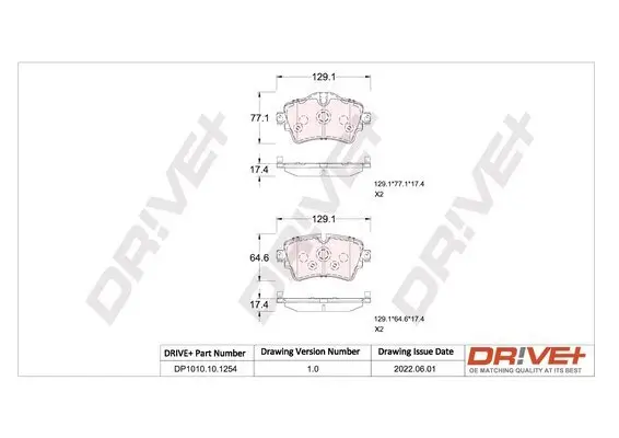 Bremsbelagsatz, Scheibenbremse Vorderachse Dr!ve+ DP1010.10.1254