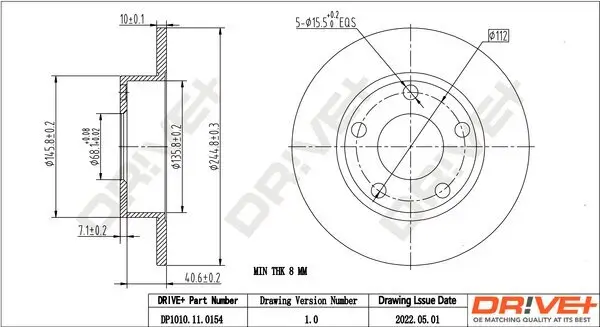 Bremsscheibe Hinterachse Dr!ve+ DP1010.11.0154