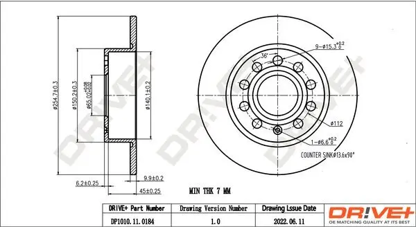 Bremsscheibe Dr!ve+ DP1010.11.0184