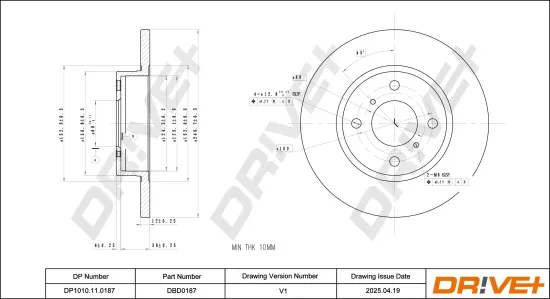 Bremsscheibe Vorderachse DR!VE+ DP1010.11.0187 Bild Bremsscheibe Vorderachse DR!VE+ DP1010.11.0187