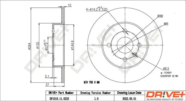 Bremsscheibe Hinterachse Dr!ve+ DP1010.11.0233