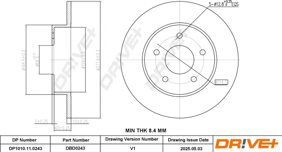 Bremsscheibe Hinterachse DR!VE+ DP1010.11.0243 Bild Bremsscheibe Hinterachse DR!VE+ DP1010.11.0243