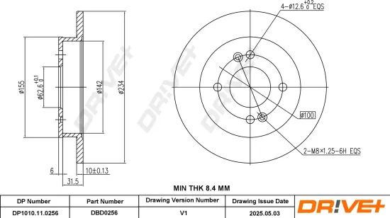 Bremsscheibe Hinterachse DR!VE+ DP1010.11.0256 Bild Bremsscheibe Hinterachse DR!VE+ DP1010.11.0256
