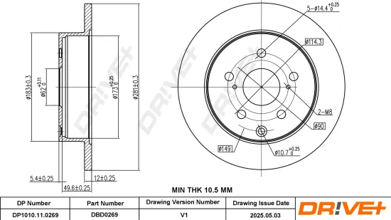 Bremsscheibe Hinterachse DR!VE+ DP1010.11.0269 Bild Bremsscheibe Hinterachse DR!VE+ DP1010.11.0269