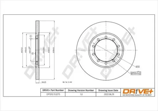 Bremsscheibe Hinterachse Dr!ve+ DP1010.11.0275 Bild Bremsscheibe Hinterachse Dr!ve+ DP1010.11.0275