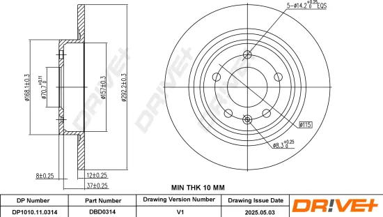 Bremsscheibe Hinterachse DR!VE+ DP1010.11.0314 Bild Bremsscheibe Hinterachse DR!VE+ DP1010.11.0314