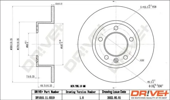 Bremsscheibe Hinterachse Dr!ve+ DP1010.11.0319 Bild Bremsscheibe Hinterachse Dr!ve+ DP1010.11.0319