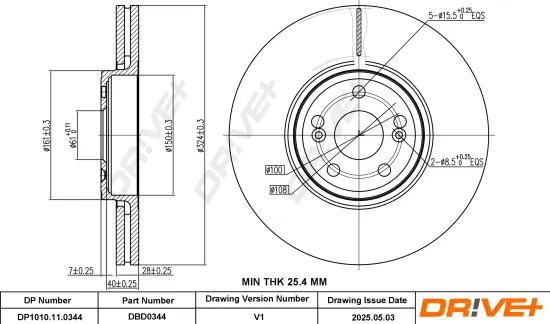 Bremsscheibe Vorderachse DR!VE+ DP1010.11.0344 Bild Bremsscheibe Vorderachse DR!VE+ DP1010.11.0344