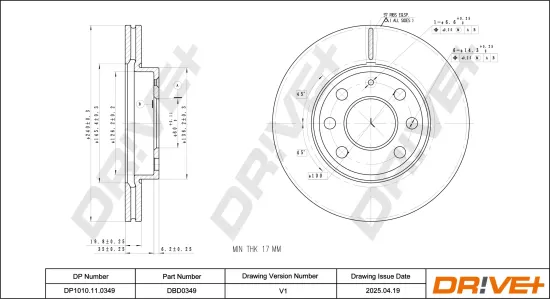 Bremsscheibe Vorderachse DR!VE+ DP1010.11.0349 Bild Bremsscheibe Vorderachse DR!VE+ DP1010.11.0349